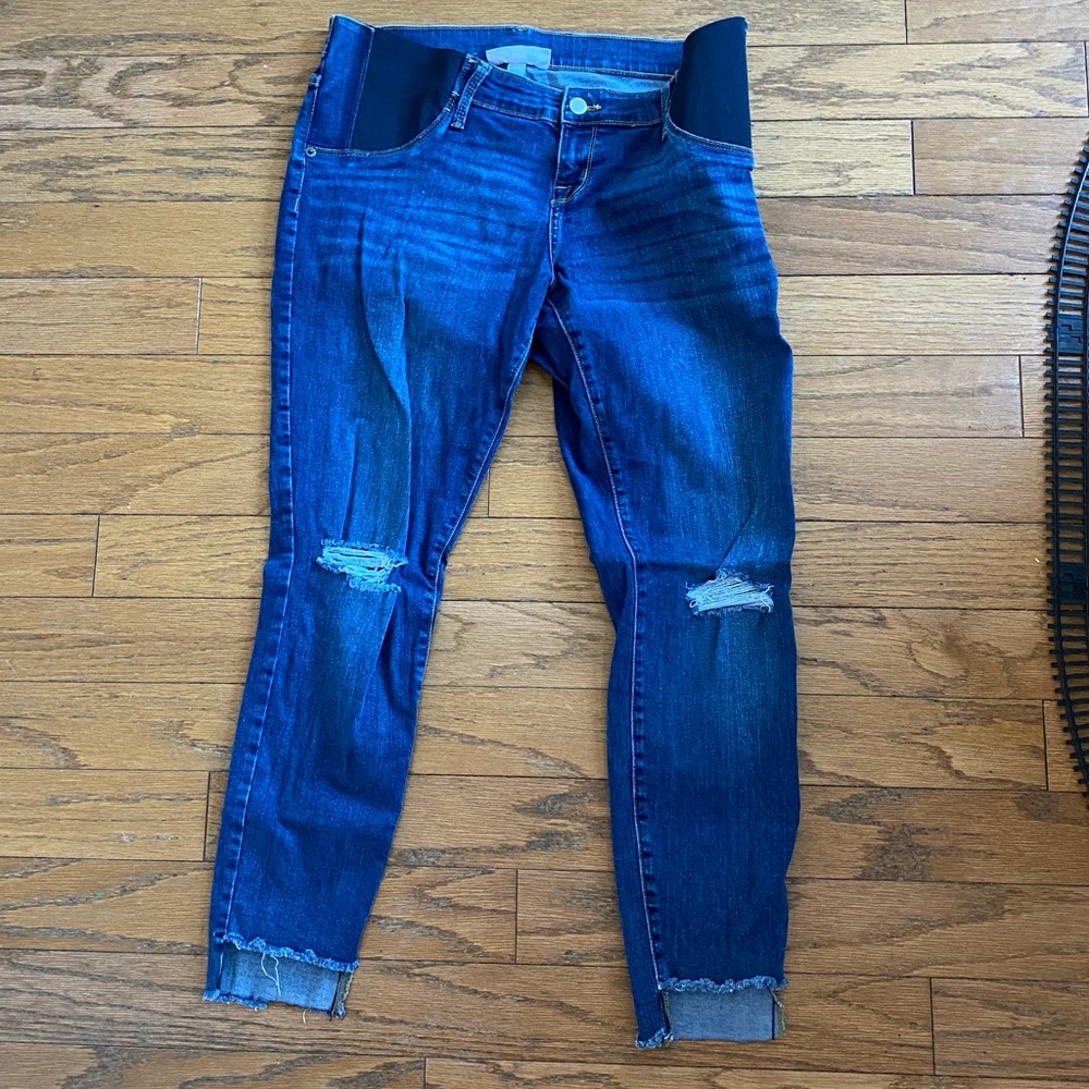 Distressed Pocket Panel Maternity Jeans